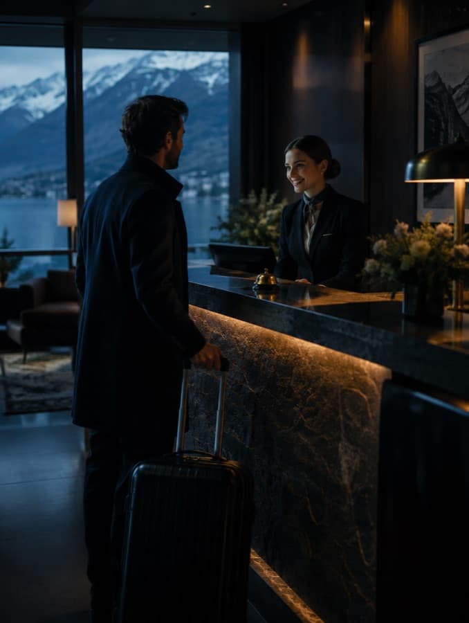 Receptionist che accoglie un ospite in hotel