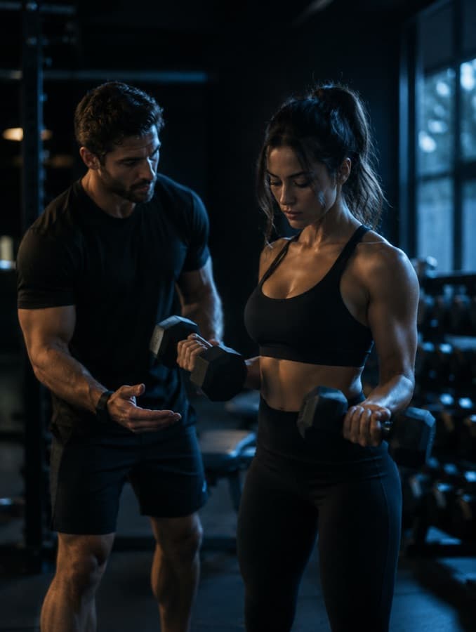 Personal trainer che segue un allenamento